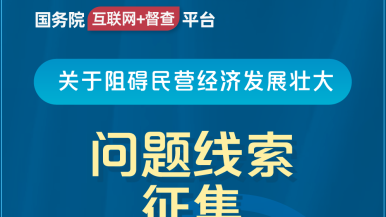 操逼二区国务院“互联网+督查”平台公开征集阻碍民营经济发展壮大问题线索